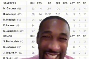 阿德巴约砍74分时，阿里纳斯表示：绝对开挂了，今天会被尿检😂